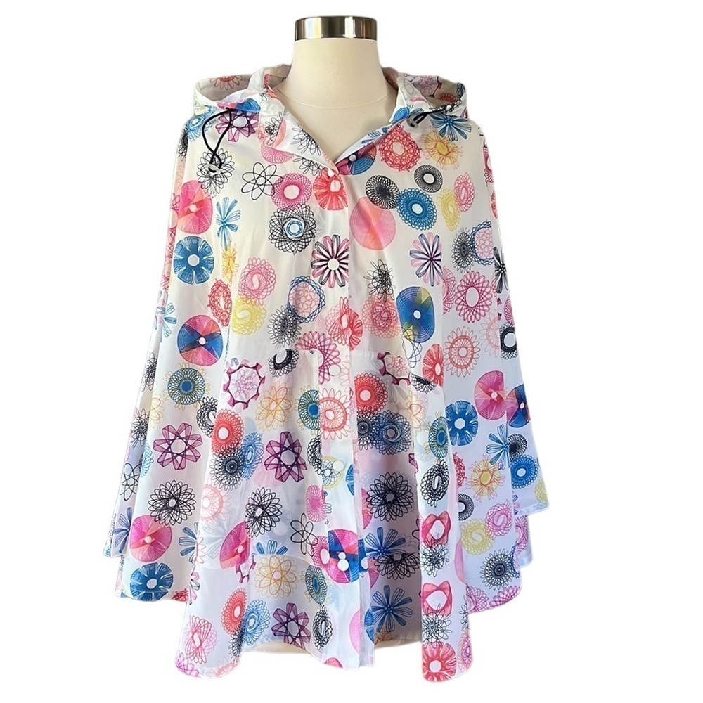 KATE SPADE Saturday Rain Poncho Spirograph Print NWT One Size - Picture 3 of 15